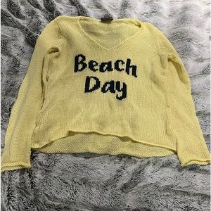 Wooden Ships Yellow Beach Day Knit Sweater Brand New